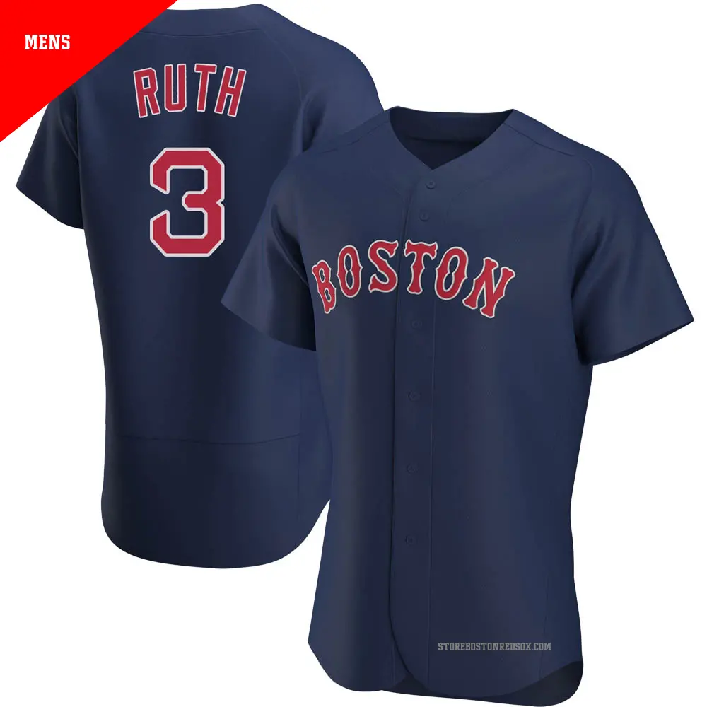 Men s 3 Babe Ruth Boston Red Sox Navy Authentic Alternate Jersey