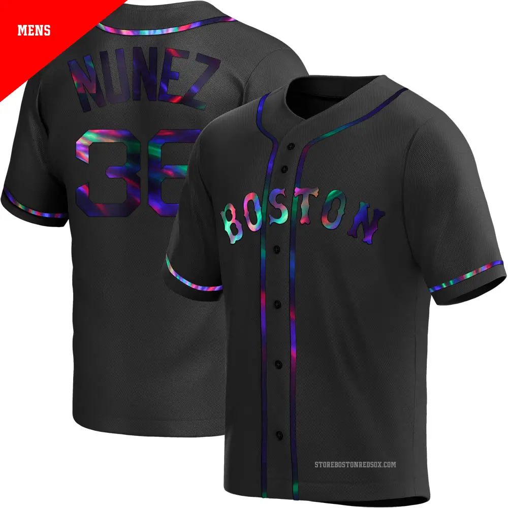 Men's ＃36 Eduardo Nunez Boston Red Sox Black Replica Holographic Alternate Jersey