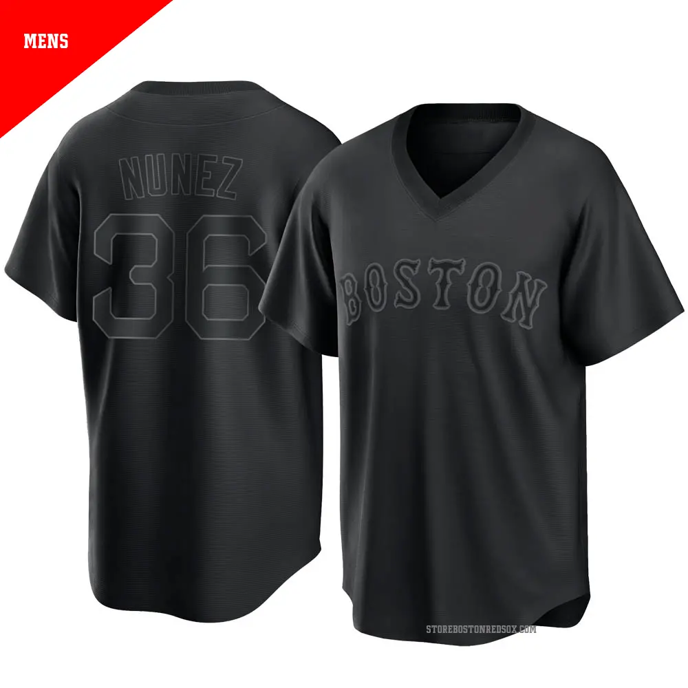 Men's ＃36 Eduardo Nunez Boston Red Sox Black Replica Pitch Fashion Jersey