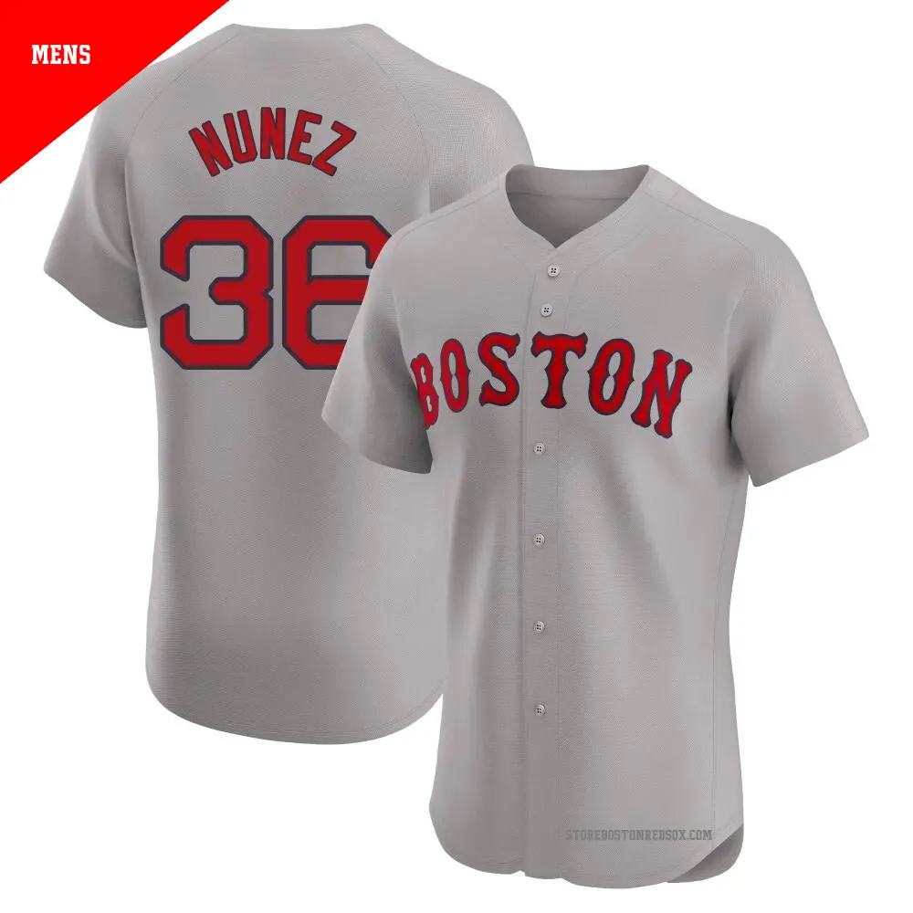 Men's ＃36 Eduardo Nunez Boston Red Sox Gray Elite Road Jersey