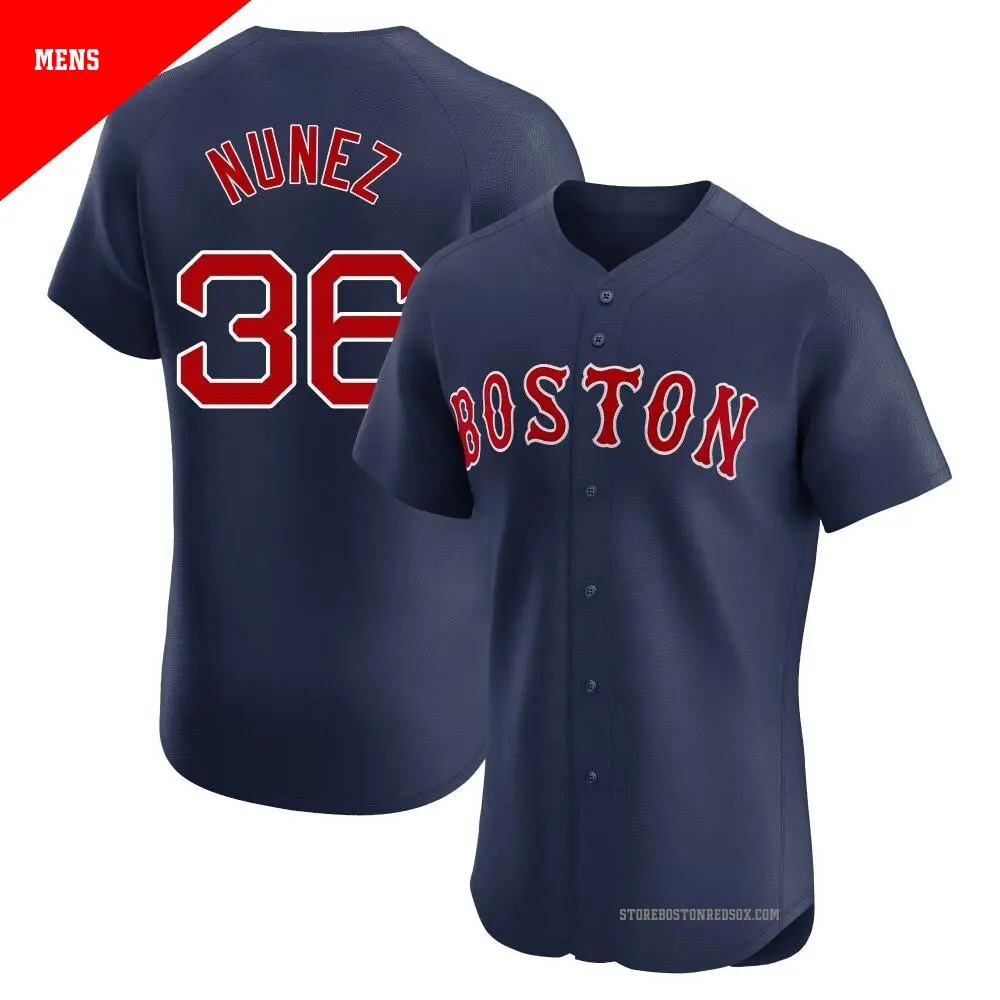 Men's ＃36 Eduardo Nunez Boston Red Sox Navy Elite Alternate Jersey