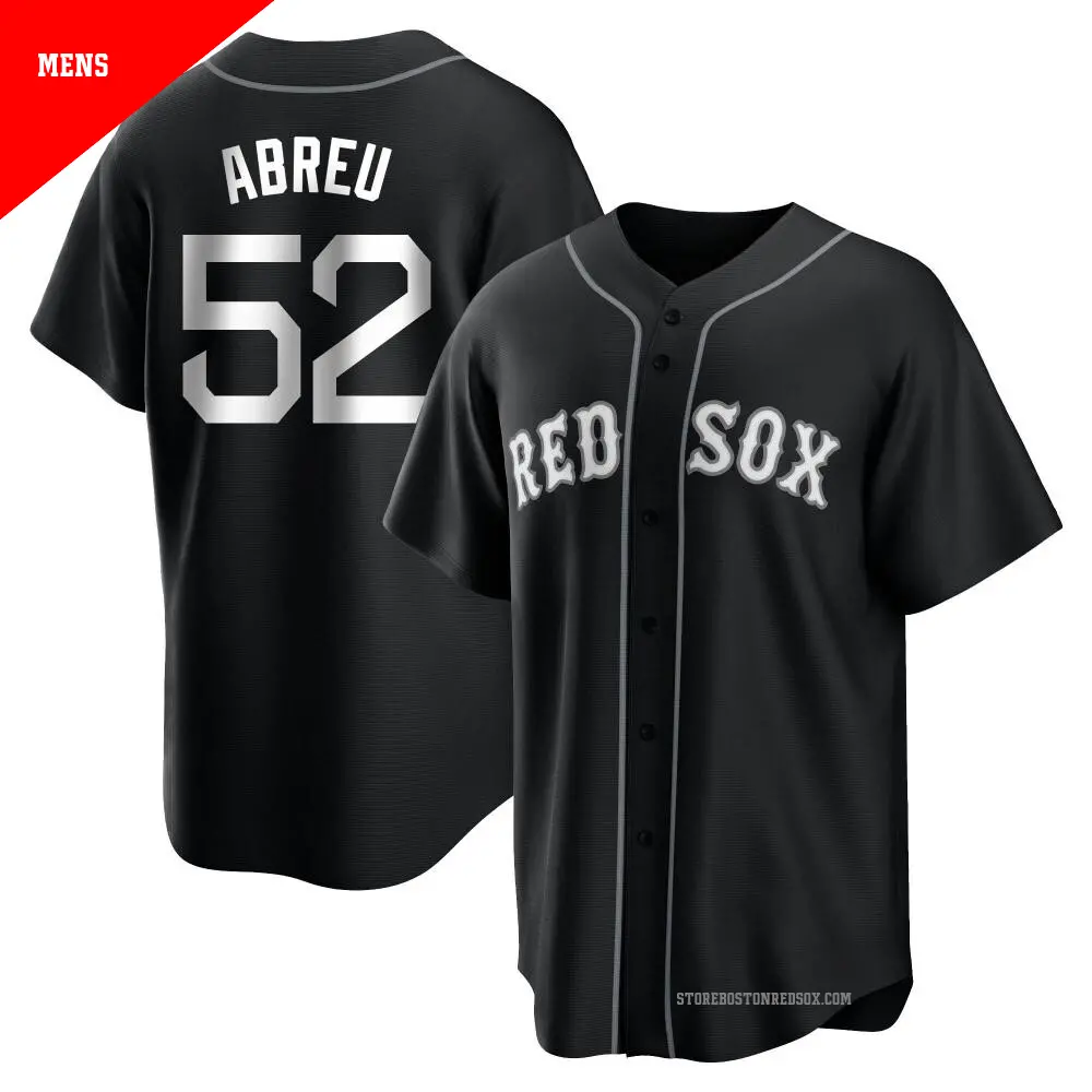 Men s 52 Wilyer Abreu Boston Red Sox Black White Replica Jersey