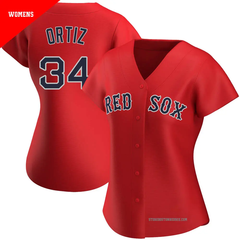 Women s 34 David Ortiz Boston Red Sox Red Authentic Alternate Jersey