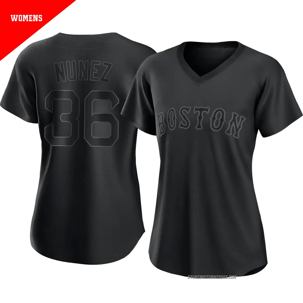 Women's ＃36 Eduardo Nunez Boston Red Sox Black Authentic Pitch Fashion Jersey