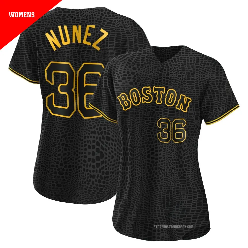 Women's ＃36 Eduardo Nunez Boston Red Sox Black Authentic Snake Skin City Jersey