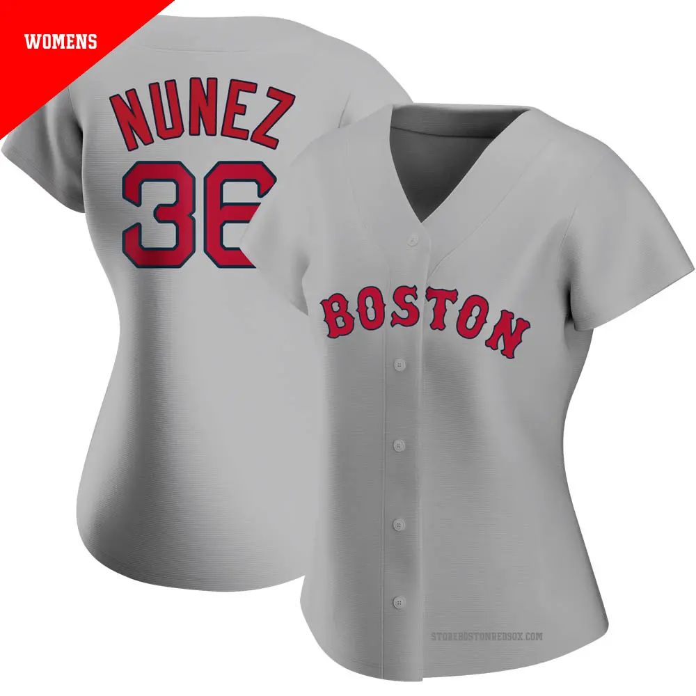 Women's ＃36 Eduardo Nunez Boston Red Sox Gray Authentic Road Jersey