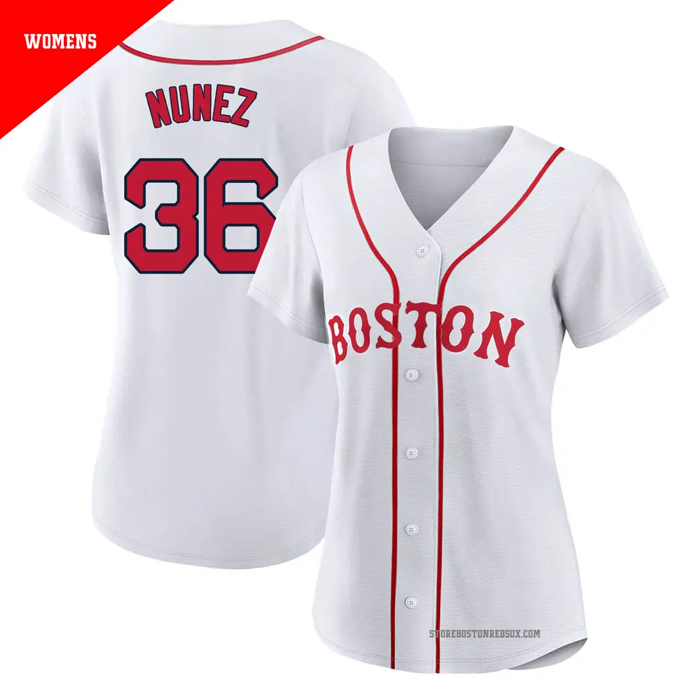 Women's ＃36 Eduardo Nunez Boston Red Sox White Authentic 2021 Patriots' Day Jersey