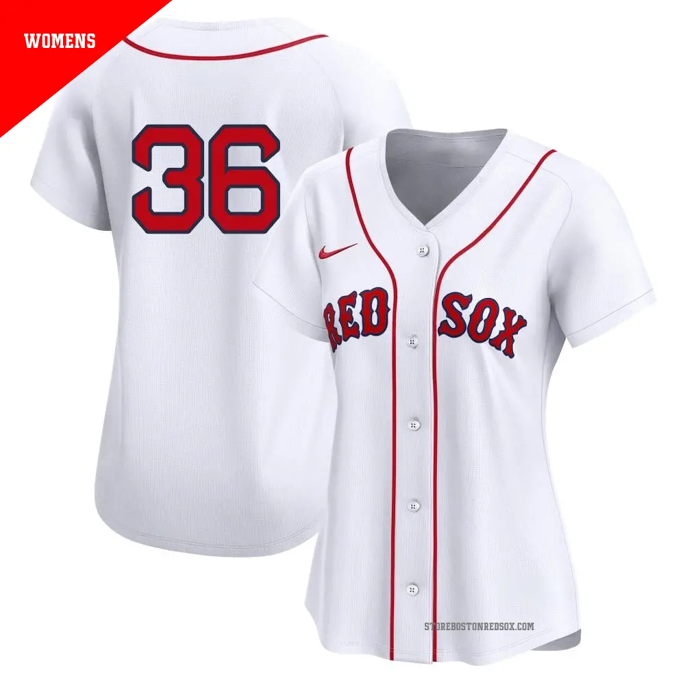 Women's ＃36 Eduardo Nunez Boston Red Sox White Limited 2nd Home Jersey