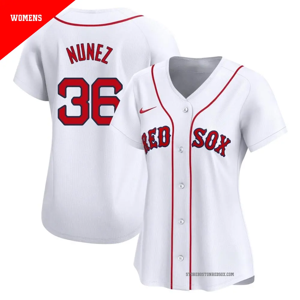 Women's ＃36 Eduardo Nunez Boston Red Sox White Limited Home Jersey