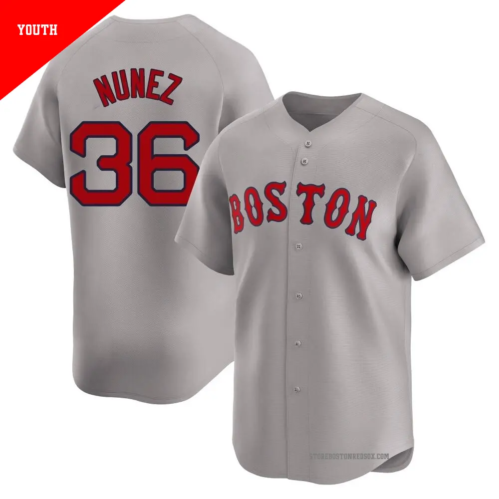 Youth ＃36 Eduardo Nunez Boston Red Sox Gray Limited Away Jersey