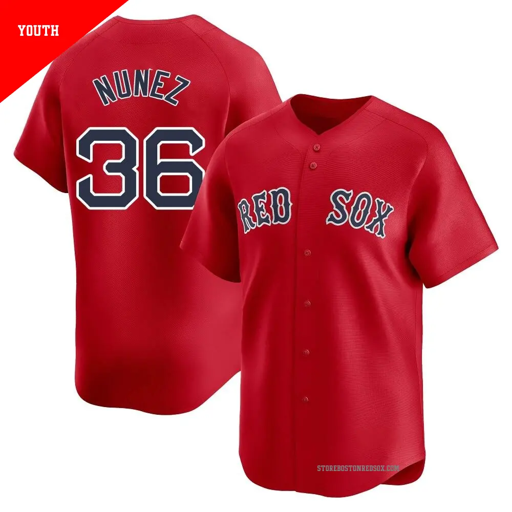 Youth ＃36 Eduardo Nunez Boston Red Sox Red Limited Alternate Jersey