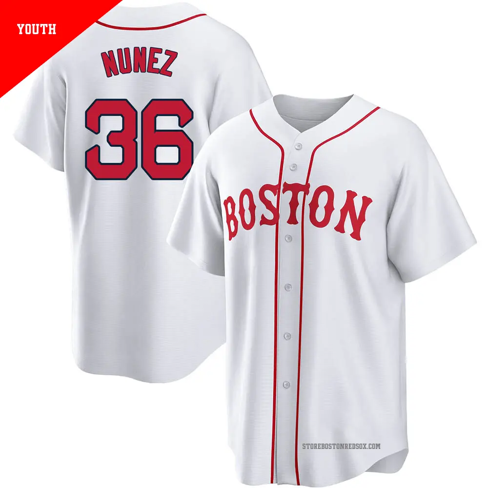 Youth ＃36 Eduardo Nunez Boston Red Sox White Replica 2021 Patriots' Day Jersey